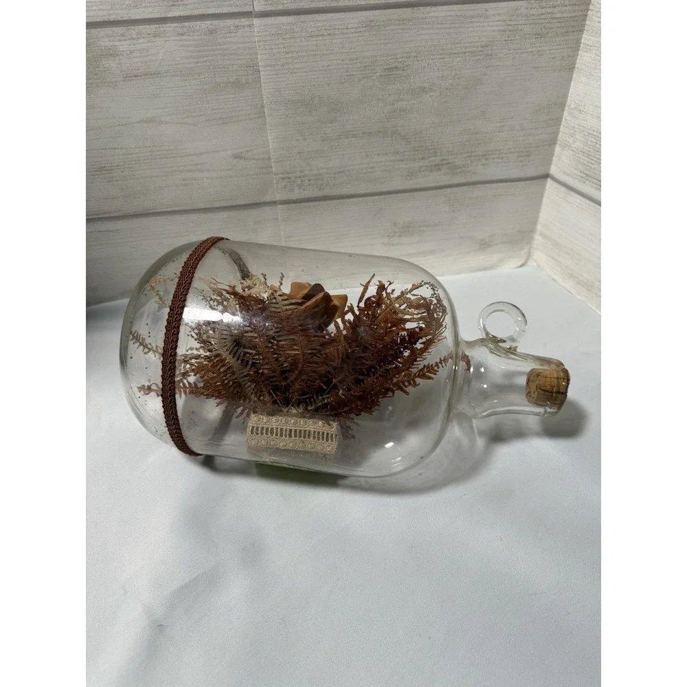 Vintage Bowl O Beauty Plant In A Bottle , Mcm ,‎ Brown Floral Made In Thailand